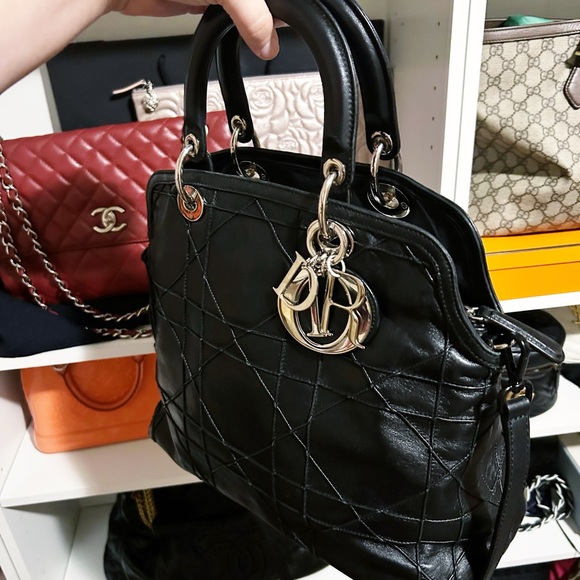 Dior Handbags - Authentic Dior Gorgeous Black Medium Leather Cannage Granville Bag